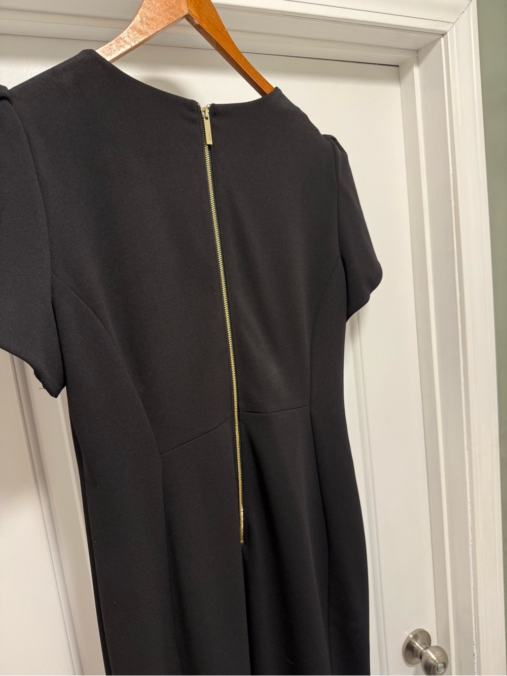 Calvin Klein Black Midi Sheath Dress with Puff Sleeves - Picture 9 of 13